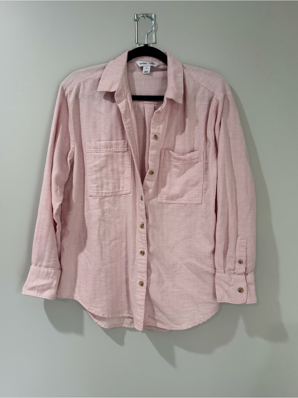 Old Navy The Boyfriend Shirt Pink Blush Button Down Long Sleeve
